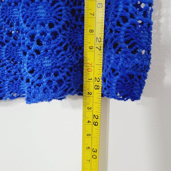 Joy Joy Sheer Lace Coquette Coverup Dress Short Sleeve Blue Ruffle Trim Elegant - Picture 7 of 8